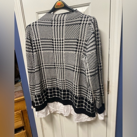 Isaac Mizrahi Live! Layered Jacquard Pullover Sweater Black/white 2X - Picture 2 of 7